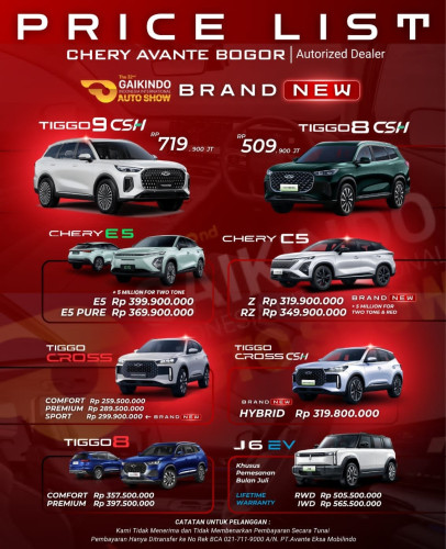 Pricelist Harga Chery abadijaya 2025